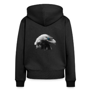 Adler - Frauen Premium Bio Zip Hoodie - Schwarz - Hinten - Julia (174cm)