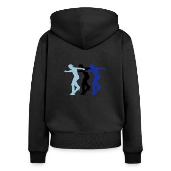 skaters - Frauen Premium Bio Zip Hoodie - Schwarz - Hinten - Julia (174cm)