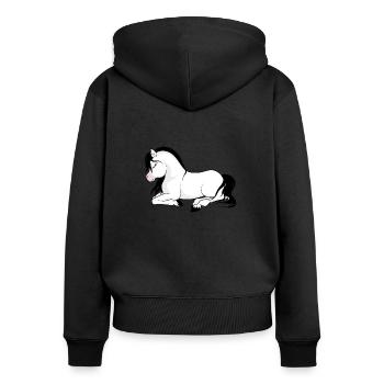 Liegendes Pony - Frauen Premium Bio Zip Hoodie - Schwarz - Hinten - Julia (174cm)