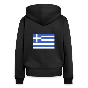 Griechenland Flagge - Frauen Premium Bio Zip Hoodie - Schwarz - Hinten - Julia (174cm)
