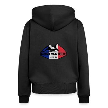 Mont Ventoux Slim France Edition - Frauen Premium Bio Zip Hoodie - Schwarz - Hinten - Julia (174cm)
