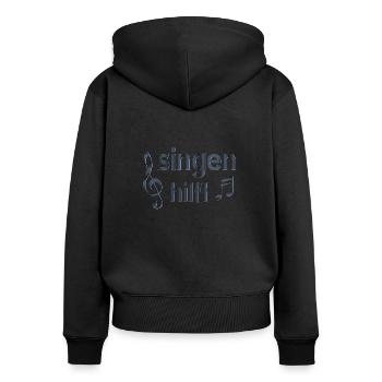 Singen hilft (dunkel) - Frauen Premium Bio Zip Hoodie - Schwarz - Hinten - Julia (174cm)