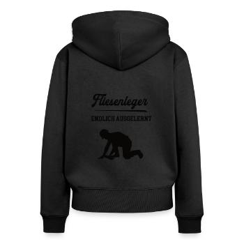 Fliesenleger Ausbildung Bestanden Azubi Bodenleger - Frauen Premium Bio Zip Hoodie - Schwarz - Hinten - Julia (174cm)
