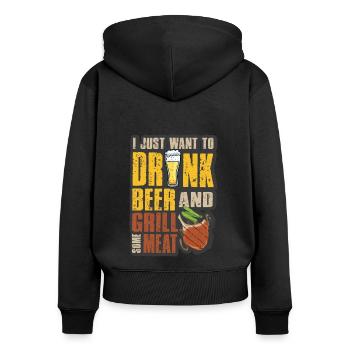 Lustiger Grill-Spruch I Grillen Motiv - Frauen Premium Bio Zip Hoodie - Schwarz - Hinten - Julia (174cm)