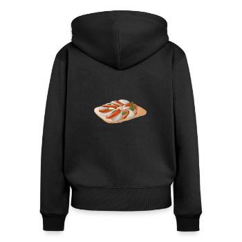 Mozzarella - Frauen Premium Bio Zip Hoodie - Schwarz - Hinten - Julia (174cm)