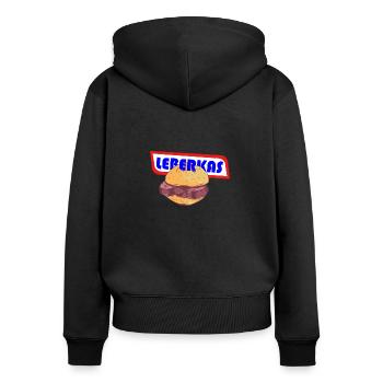 Leberkäse Leberkas Semmel Imbiss Hunger Shirt - Frauen Premium Bio Zip Hoodie - Schwarz - Hinten - Julia (174cm)