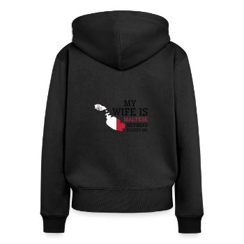 Rien ne me fait peur Ma femme est maltaise - Sweat à capuche zippé Premium bio Femme - noir - Dos - Julia (174cm)