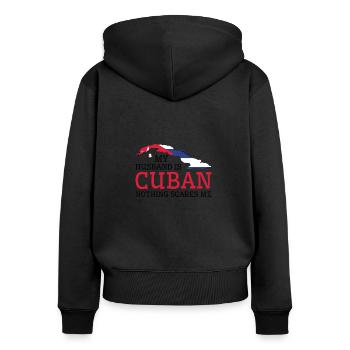 Nichts macht mir Angst Meine Frau ist Kubanerin - Frauen Premium Bio Zip Hoodie - Schwarz - Hinten - Julia (174cm)