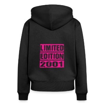 Limited Edition 2001 - Frauen Premium Bio Zip Hoodie - Schwarz - Hinten - Julia (174cm)