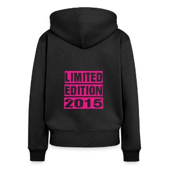 Édition limitée 2015 - Sweat à capuche zippé Premium bio Femme - noir - Dos - Julia (174cm)