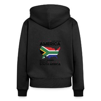Südafrikanischer amerikanischer Patriot USA - Frauen Premium Bio Zip Hoodie - Schwarz - Hinten - Julia (174cm)