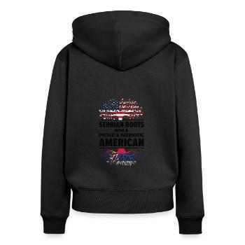 Serbisch Amerikanischer Patriot USA Gewachsen - Frauen Premium Bio Zip Hoodie - Schwarz - Hinten - Julia (174cm)