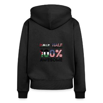 Palestinian American Patriot USA - Sweat à capuche zippé Premium bio Femme - noir - Dos - Julia (174cm)