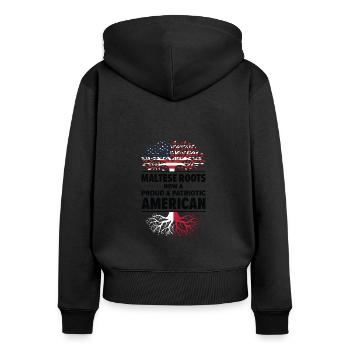 Maltese American Patriot USA Grown Malta US Flag - Women's Premium Organic Zip Hoodie - black - Back - Julia (174cm)