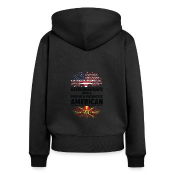 Macédonienne américaine Patriote États-Unis - Sweat à capuche zippé Premium bio Femme - noir - Dos - Julia (174cm)