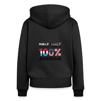 Patriote américain luxembourgeois États-Unis - Sweat à capuche zippé Premium bio Femme - noir - Dos - Julia (174cm)