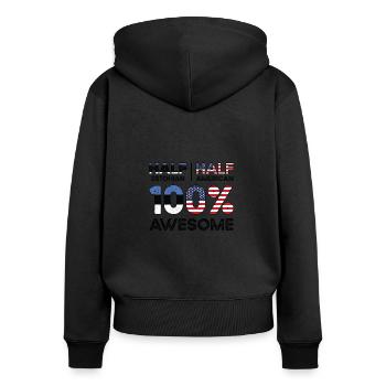 Estnischer amerikanischer Patriot USA Gewachsenes - Frauen Premium Bio Zip Hoodie - Schwarz - Hinten - Julia (174cm)