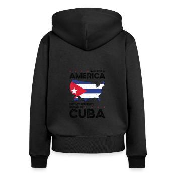 Kubanischer amerikanischer Patriot USA - Frauen Premium Bio Zip Hoodie - Schwarz - Hinten - Julia (174cm)