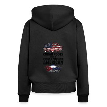Kubanischer amerikanischer Patriot USA - Frauen Premium Bio Zip Hoodie - Schwarz - Hinten - Julia (174cm)