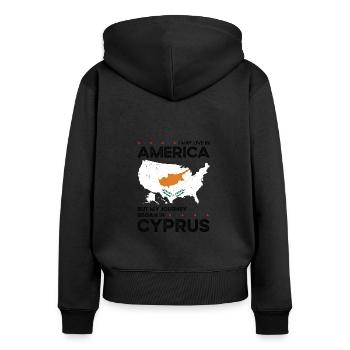 Cypriot American Patriot USA Grown Cyprus US Flag - Women's Premium Organic Zip Hoodie - black - Back - Julia (174cm)
