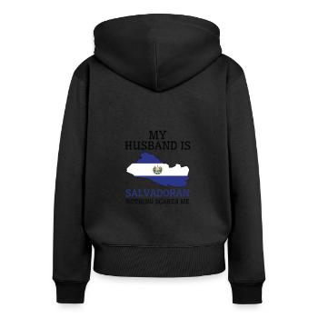 Nichts macht mir Angst Meine Frau ist - Frauen Premium Bio Zip Hoodie - Schwarz - Hinten - Julia (174cm)