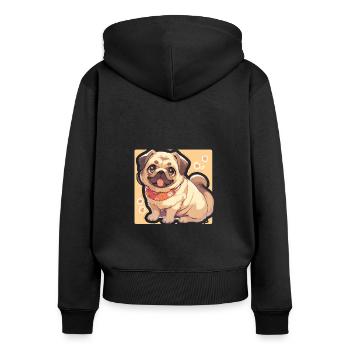 Mops Mops Hund Mops Leben Mops Geschenke - Frauen Premium Bio Zip Hoodie - Schwarz - Hinten - Julia (174cm)