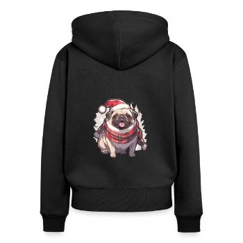 Pug Pug Dog Pug Christmas Pug Xmas - Women's Premium Organic Zip Hoodie - black - Back - Julia (174cm)