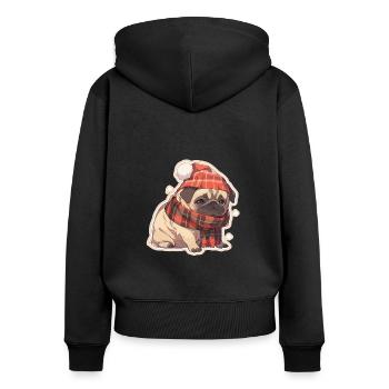 Pug Pug Dog Pug Christmas Pug Xmas - Women's Premium Organic Zip Hoodie - black - Back - Julia (174cm)