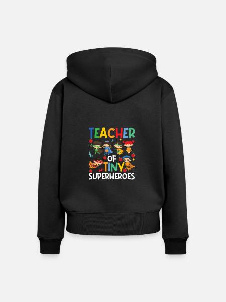 Lehrer der winzigen Superhelden Lustiger - Frauen Premium Bio Zip Hoodie - Schwarz