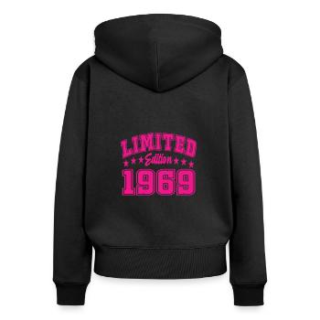 Édition limitée 1969 - Sweat à capuche zippé Premium bio Femme - noir - Dos - Julia (174cm)