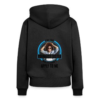 Geschwister-Shirt, ich bin die jüngste Schwester Regeln - Frauen Premium Bio Zip Hoodie - Schwarz - Hinten - Julia (174cm)