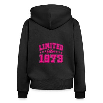 Édition limitée 1973 - Sweat à capuche zippé Premium bio Femme - noir - Dos - Julia (174cm)