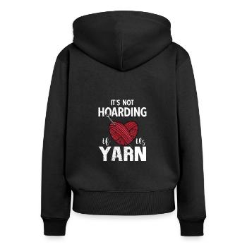 Knitting Crochet Yarn Vintage Graphic Stricken - Frauen Premium Bio Zip Hoodie - Schwarz - Hinten - Julia (174cm)
