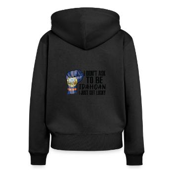 Idahoan American US Patriot USA Grown Idaho Flagge - Frauen Premium Bio Zip Hoodie - Schwarz - Hinten - Julia (174cm)