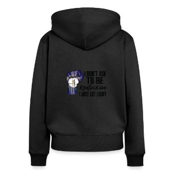 Kentuckianer Amerikaner US-Patriot USA Gewachsen - Frauen Premium Bio Zip Hoodie - Schwarz - Hinten - Julia (174cm)