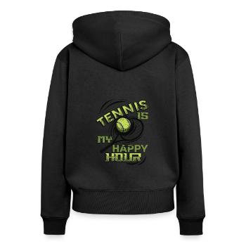 Tennis Ist Meine Happy Hour, Tennisspieler, Tennis - Frauen Premium Bio Zip Hoodie - Schwarz - Hinten - Julia (174cm)