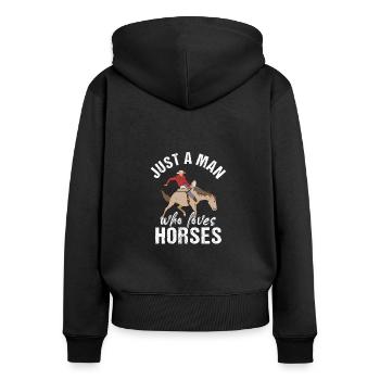 Pferde Horses Pony Stallion Vintage Reiter Spruch - Frauen Premium Bio Zip Hoodie - Schwarz - Hinten - Julia (174cm)