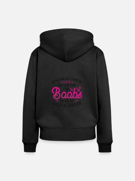 Brustkrebs-Anstecker Schleife - Frauen Premium Bio Zip Hoodie - Schwarz