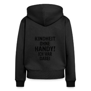 Kindheit Ohne Handy Ich War Dabei 90er Jahre - Frauen Premium Bio Zip Hoodie - Schwarz - Hinten - Julia (174cm)