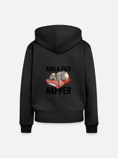 Koala fiziert Napper - Frauen Premium Bio Zip Hoodie - Schwarz