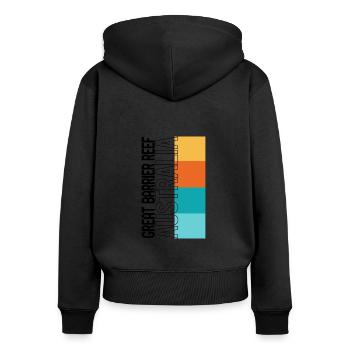 Vintage Australien Hemd, Great Barrier Reef - Frauen Premium Bio Zip Hoodie - Schwarz - Hinten - Julia (174cm)