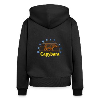 Chemise Capybara, Respect Le Capybara Mignon Rétro - Sweat à capuche zippé Premium bio Femme - noir - Dos - Julia (174cm)