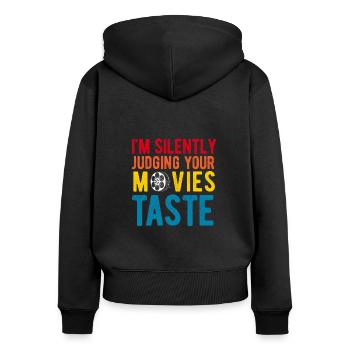 Filmkritiker, Kino, Filmfan, Liebhaber, lustiger Rezensent - Frauen Premium Bio Zip Hoodie - Schwarz - Hinten - Julia (174cm)