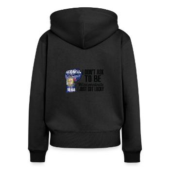 Wisconsinite américain États-Unis patriote États-Unis cultivé - Sweat à capuche zippé Premium bio Femme - noir - Dos - Julia (174cm)