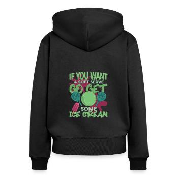 Wenn Sie Einen Weichen Aufschlag Wünschen - Frauen Premium Bio Zip Hoodie - Schwarz - Hinten - Julia (174cm)