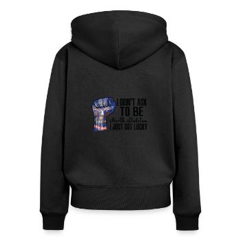 Dakota du Nord Américain U.S. Patriot USA Cultivé - Sweat à capuche zippé Premium bio Femme - noir - Dos - Julia (174cm)