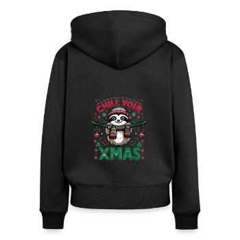 Sloth Christmas Sloth Santa Hat - Women's Premium Organic Zip Hoodie - black - Back - Julia (174cm)