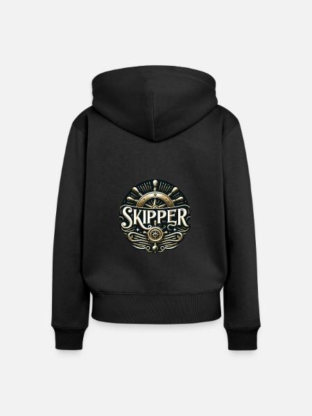 Skipper - Frauen Premium Bio Zip Hoodie - Schwarz