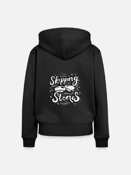 Skipping Stones - Frauen Premium Bio Zip Hoodie - Schwarz