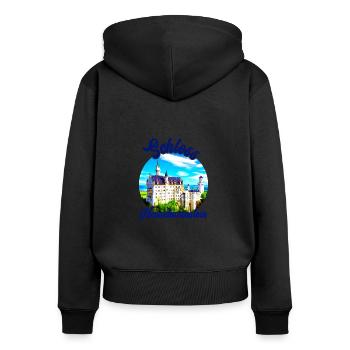 Bayern Schloss Neuschwanstein Deutschland - Frauen Premium Bio Zip Hoodie - Schwarz - Hinten - Julia (174cm)